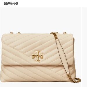 $598 NWOT Auth Tory Burch cream leather chain bag